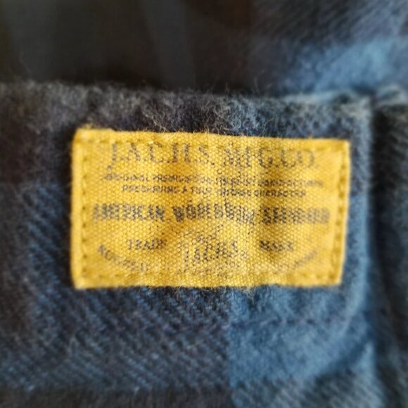Jachs Size Mens LT Flannel Long Sleeve Blue/Navy Blue Plaid Button Up - Picture 5 of 5